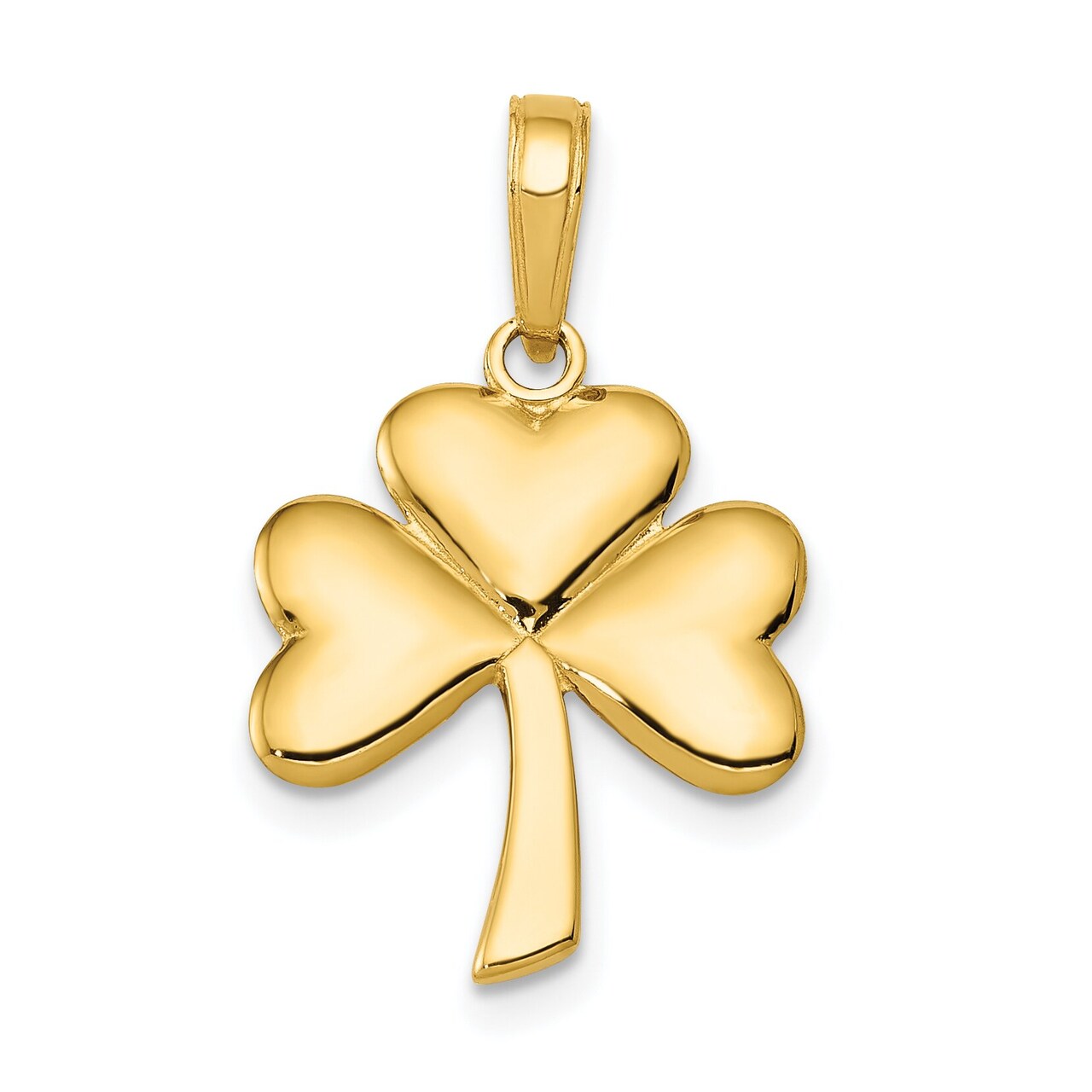 14K Gold 3D Shamrock Charm Irish Religious Pendant Jewerly 25mm x 15mm